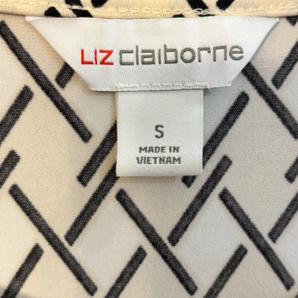 Liz Claiborne Women's Top SZ Small Beige and Black 3/4 Sleeve - Picture 8 of 10